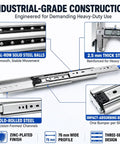 Locking Drawer Slides 3 Inch Wide Full Extension 1 Pair Beefy Steel Drawer Guides, 76 mm wide steel slide with dual-row balls