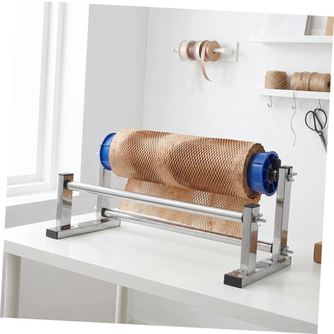 Hand Operated Unwinding Frame For Stretch Wrap Film Dispenser Tabletop Wrap Dispenser Machine Heavy Duty Metal And Plastic Construction Easy Winding And Lock Mechanism Ideal For Cargo Packing Moving And Packaging on white table
