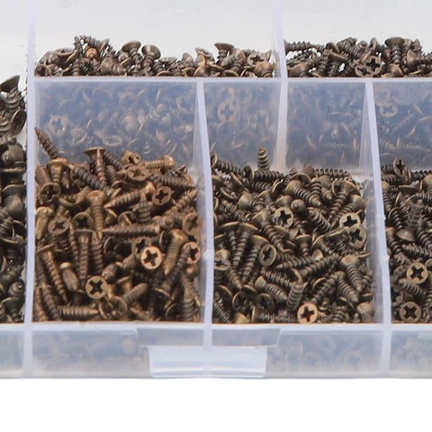 1200 Piece Woodworking Screws Kit M2 M5 Self Tapping Cross Countersunk Set With Assorted Sizes in plastic organizer box