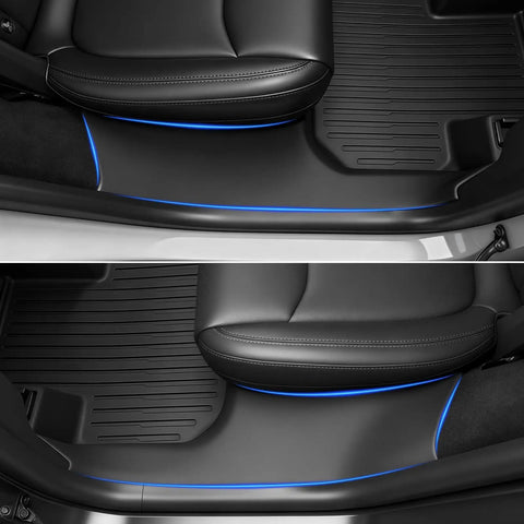 Tesla Model Y Juniper All Weather Floor Mats And Cargo Liners 9 Piece CabinProtect Pro Kit front seat floor view