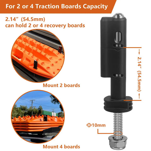 Mounting Pins Kit For MaxTrax MKII Recovery Boards 4 Pack Lockable Theftproof Safety Pins dimensions for traction boards.