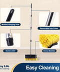 Extendable Deck Brush With Four Section Handle For Outdoor Decks And Patios, 53.9 Inch Reach, Soft Medium Bristles