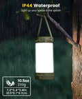 Brighter Than The Night Ultra Bright 135 LED Camping Lantern With 5000mAh Rechargeable Battery hanging on tree branch in rain