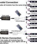 Diagram showing wiring setup for Waterproof Window Lights for Storefront Advertising RGB LED Modules with Remote Control 12V 5050.