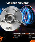 Front Wheel Hub And Bearing Assembly For Ram 1500 2012 2018 And Ram 1500 Classic 2019 2022 5 Lug With ABS Sensor Front View