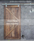 8 Foot Galvanized Box Track Sliding Barn Door Hardware For Exterior Use shown installed on wall with wood door illustration