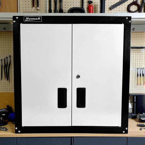 Front view of Heavy Duty Steel Security Cabinet With 2 Adjustable Shelves Pre Drilled Holes And Mounting Hardware HMC Tubular Lock