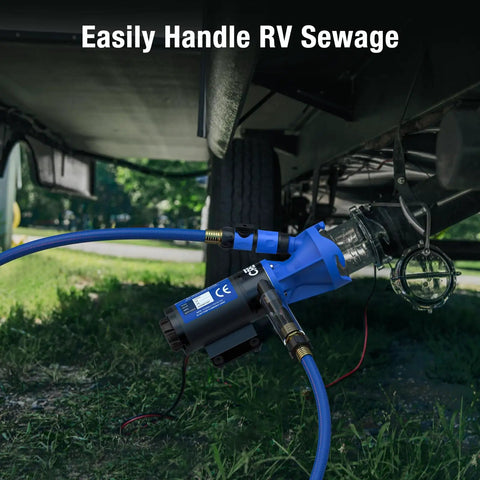 RV Macerator Pump For Fast 4 Minute Tank Emptying In RVs And Boats, 12 GPM Flow, 10 Foot Lift, 12V 144W Copper Motor In Use