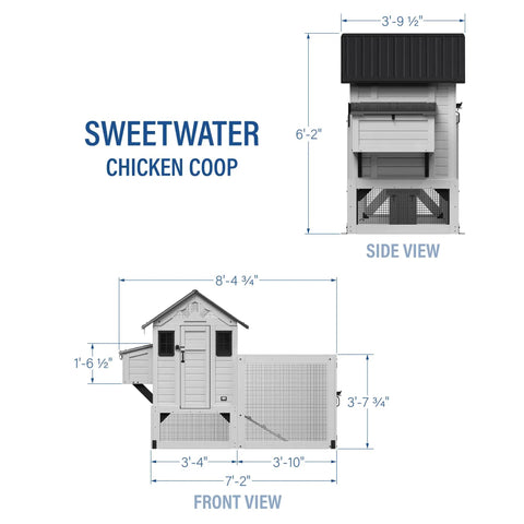 Sweetwater Cedar Chicken Coop For 4 To 6 Chickens With Run Nesting Box Automatic Door Roosting Bars Galvanized Steel Roof.