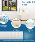 Portable AC Window Vent Kit With Five Point Nine Inch Exhaust Hose Universal Coupler And Adjustable Window Seal for sliding windows demonstration.