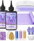 UV Resin Kit With Light 200g Crystal Clear Epoxy For Beginners Starter Kit No Fuss Fast Curing Crafting Molds Jewelry Making