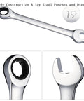 Close-up of ratchet wrench from Beefy 6 Ton Manual Knockout Hole Punch Kit With Ratchet Wrench And Six Die Set One Half Inch To Two Inch Conduit