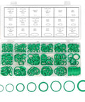 270 Piece Car AC O Ring Kit With Rubber O Rings All In One Seal Set For Car Repair Plumbing Air And Gas Lines Durable Construction Precise Fit Leak Proof Performance No Fuss Easy Install green O-ring assortment in labeled case