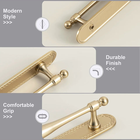 Champagne Bronze Cabinet Pulls With Backplates, 2 Pack, 5 Inch Center to Center, close-up of modern style and durable finish