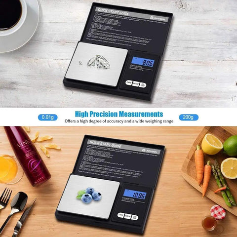 Pocket Size Digital Scale With 200g Capacity And 0.01g Precision Ultra Compact Jewelry And Gram Scale for precise food weighing.