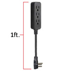 Pro Mini 3 Outlet Power Strip With 6 Inch Designer Braided Cord, Flat Plug, Grounded, UL Listed, Black And Gray Chevron Cable