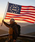 Man holding Rugged 3x5 Outdoor American Flags For 250th Anniversary Betsy Ross Style Nylon With Embroidered Stars And Sewn Stripes