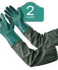 Two Pairs Of Chemical Resistant Long Rubber Gloves Heavy Duty Waterproof For Chemical And Acid Work 25 Inch Length