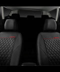 Premium Quilted Leather Front Seat Covers For Cars, Waterproof PU Vinyl, Airbag Compatible, Two Piece Set in black view