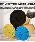 Killer Self Adhesive Egg Crate Acoustic Foam Panels 2 CM Thick Soundproofing Foam in black, yellow, and blue rolls for noise control.
