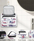 Aircraft Pattern Travel Toiletry Bag For Women And Men, Large Capacity 10.2 x 6.5 x 9.2 Inches, hanging in bathroom