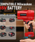 Person holding Cordless Leaf Blower 18V Beast Turbo Jet 580000RPM, 4 Nozzles, showcasing battery compatibility