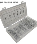 Cotter Pins 150 Piece Assortment Kit Spring Clips Retainer Pins For Hitches Machinery Tractors Farm Equipment Engines Trucks Cars And Garden Easy Locking No Slip Quick Install And Safe Disassembly Must Have For Any Quick Fix. plastic case with assorted cotter pins