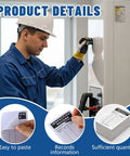 Worker using 500 Pack Inspection Record Labels for Safety Inspections, Equipment Maintenance, Quality Control, Accident Prevention.