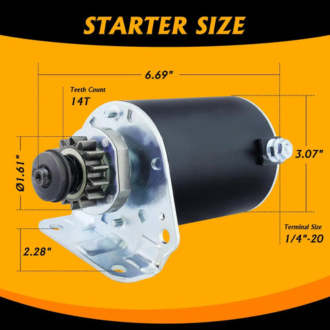 Beefed-Up Steel Gear Starter Replacement 14-Tooth Plug And Play For 12 12.5 13 14 15.5 16 16.5 17 17.5 18 18.5 19.5 HP Lawn Tractors