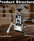 Badass Dual Drive Wire Stripping Machine Featuring Manual Hand Crank And Drill Power For Scrap Copper Recycling And Quick Cable Peeling Without The Sweat For DIY Craftsmen And Trades Folks showing product structure and features.