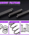 240 Piece Stainless Steel Compression Springs Kit In 15 Sizes For Home And Workshop Repairs, multiple coil springs shown.