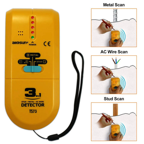 Absolute Fire 3 In 1 Led Wood Stud Finder And Multi Scanner Electronic Sensor Snags Hidden Nails Pipes Rebar Wire Cables For Drywall Repair Essential Tool