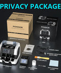 Money Counter Machine For Mixed Denominations With Serial Number Tracking And Multi Currency Counterfeit Detection 2CIS UV IR MG MT Value Counting For Biz With Printer And Four Point Five Inch Touch Screen with accessories and packaging