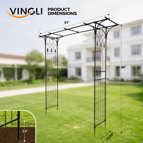 Sturdy Steel Garden Archway For Weddings And Yard Vibes, Multi Purpose Arbor With Lattice Side Panels For Climbing Plants, Outdoor Pergola For Backyards, Lawn And Patio Decor, Black Archway For Year Round Events And Holiday Decor