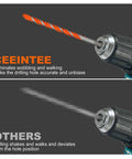 Front view of Ceeintee 12-pc concrete drill bit set with carbide hex shank and orange spiral tip.