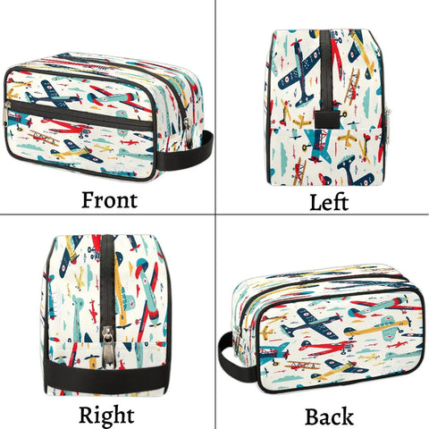 Cartoon Colorful Airplane Travel Makeup Bag For Women And Men Large Cosmetic Wash Bag Dopp Kit Portable Toiletry Organizer