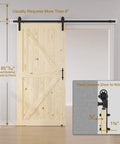 42 By 84 Inch Sliding Barn Door With Seven Foot Hardware Kit Included Unfinished Solid Spruce Wood Panel dimensions and track hardware layout.
