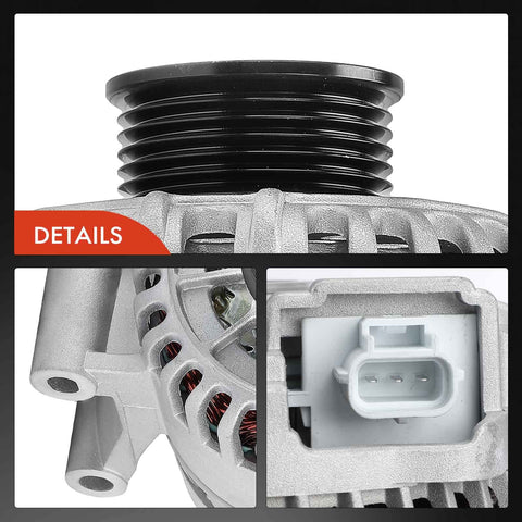 Close-up of Alternator Replacement For Ford F150 And Focus 2000 2004 12V 110A Clockwise Six Groove Pulley Direct Fit Easy Install