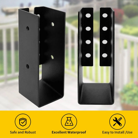 Concealed Flange Joist Hanger Brackets For 1.5 By 5.5 Inch Wood Beams U Shaped Steel Connector For Fences Porches Decks And Handrails Heavy Duty Rust Resistant Black Powder Coated 4 Pack