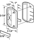 Technical diagram of Black Plastic Sliding Screen Door Latch And Pull With Alumilite Finish, Universal Left Or Right Hand Replacement Handle