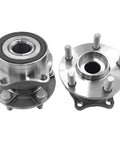 Two Piece Rear Wheel Bearing And Hub Assembly 5 Lug Set Fits Scion FR S Toyota 86 GR86 Subaru Outback Forester Impreza Legacy Crosstrek WRX 2008-2020 Replacement, showing silver 5-lug hubs side-by-side.