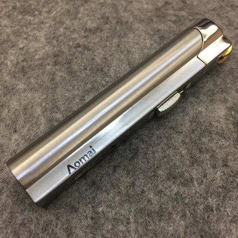 Windproof Jet Torch Lighter With Locking Flame Viewable Flame Butane Cigar And Cigarette Lighter Portable Silver Metal Torch