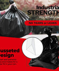 Heavy Duty 42 Gallon Trash Bags 3 Mil Thick Black Contractor Garbage Liners 50 Count in hand showcasing gusseted design.