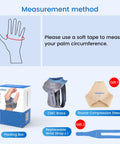 Measurement guide for CMC Thumb Brace For Osteoarthritis With Shape Memory Restriction Splint, package and accessories included