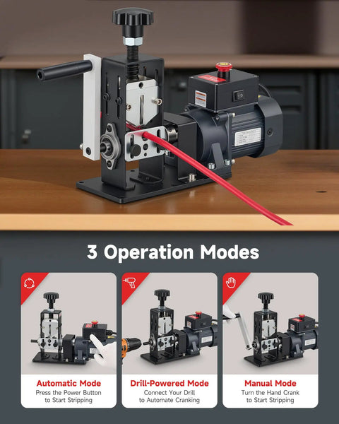Heavy Duty Electric Wire Stripper Machine Featuring Multiple Operation Modes For Rapid Automated Cable Peeling with three operation modes.