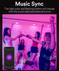 Music sync feature of Canless 6 Inch LED Recessed Light With Color Changing RGBW Downlight showcased in a lively room setting.