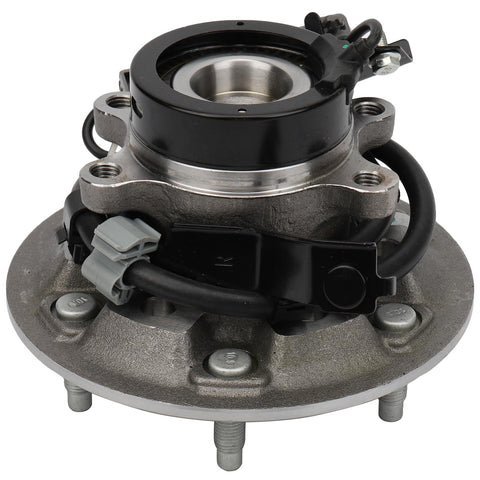 Front Wheel Hub Bearing Assembly Compatible With Chevrolet Colorado 2004 To 2008 RWD, shown with mounting bolts and ABS sensor.