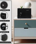 Small Steel Safe Box With Key Lock For Home Office Cash And Jewelry Storage, Hidden 0.23 Cubic Feet on cabinet