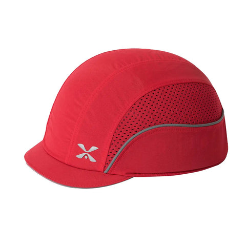 Lightweight Safety Bump Cap Baseball Style With Removable ABS Shell And Foam Padding, High Density PE Interior, red, side view