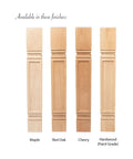 Different wood finishes for Unfinished North American Cherry Kitchen Island Leg, 35-1/4 In High, 5 In Wide, 5 In Deep, Solid Wood.